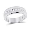 Image 1 : 1/2 CTW Mens Round Diamond Wedding Single Row Band Ring 14kt White Gold - REF-99X2T