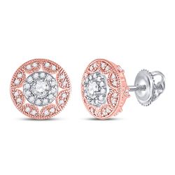 1/2 CTW Womens Round Diamond Halo Cluster Earrings 14kt Two-tone Gold - REF-54V5Y