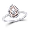 Image 1 : 1/4 CTW Womens Round Diamond Teardrop Solitaire Ring 10kt Two-tone Gold - REF-29M4F