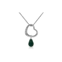 Genuine 3.33 ctw Emerald & Diamond Necklace 14KT White Gold - REF-46W2Y