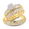 Image 1 : 3/8 CTW His Hers Round Diamond Cluster Matching Wedding Set 10kt Yellow Gold - REF-46R3X