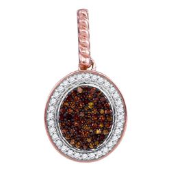 1/4 CTW Womens Round Red Color Enhanced Diamond Oval Pendant 10kt Rose Gold - REF-23R3X