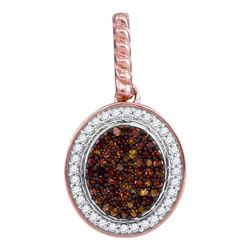 1/4 CTW Womens Round Red Color Enhanced Diamond Oval Pendant 10kt Rose Gold - REF-23R3X