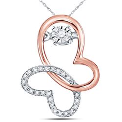 1/10 CTW Womens Round Diamond Moving Twinkle Butterfly Bug Pendant 10kt Rose Gold - REF-13T5V