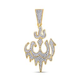 1/2 CTW Mens Round Diamond Allah Islam Charm Pendant 10kt Yellow Gold - REF-62X6T