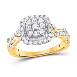 5/8 CTW Round Diamond Cluster Bridal Wedding Engagement Ring 14kt Yellow Gold - REF-74A9M