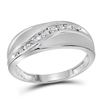 Image 1 : 1/8 CTW Mens Round Diamond Single Row Fashion Band Ring 10kt White Gold - REF-34A8M