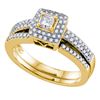 Image 1 : 1/2 CTW Princess Diamond Bridal Wedding Ring 14kt Yellow Gold - REF-85M3F