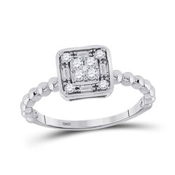 1/4 CTW Womens Round Diamond Square Cluster Ring 10kt White Gold - REF-23H9R