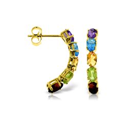 Genuine 2.5 ctw Multi-gemstones Earrings 14KT Yellow Gold - REF-37W4Y