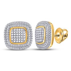 1/6 CTW Womens Round Diamond Square Cluster Earrings 10kt Yellow Gold - REF-34R3X