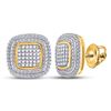 Image 1 : 1/6 CTW Womens Round Diamond Square Cluster Earrings 10kt Yellow Gold - REF-34R3X