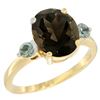 Image 1 : 2.64 CTW Quartz & Green Sapphire Ring 10K Yellow Gold - REF-24H5M