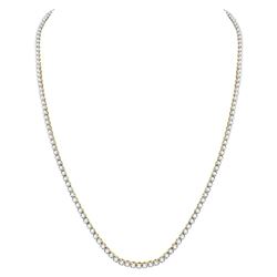 13 & 3/8 CTW Mens Round Diamond Studded 30" Tennis Chain Necklace 10kt Yellow Gold - REF-854F9W