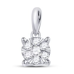 1/4 CTW Womens Round Diamond Fashion Cluster Pendant 14kt White Gold - REF-20W5H