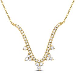 1/4 CTW Womens Round Diamond Modern-V Fashion Necklace 14kt Yellow Gold - REF-37R5X