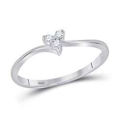 1/20 CTW Womens Round Diamond Heart Promise Ring 10kt White Gold - REF-10F3W