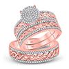 Image 1 : 5/8 CTW His Hers Round Diamond Cluster Matching Wedding Set 10kt Rose Gold - REF-79W3H