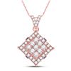 Image 1 : 1/2 CTW Womens Round Diamond Offset Square Cluster Pendant 14kt Rose Gold - REF-40M8F