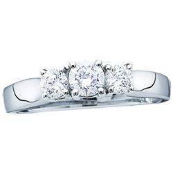 1 CTW Round Diamond 3-stone Bridal Wedding Engagement Ring 14kt White Gold - REF-131H5R