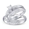 Image 1 : 1/5 CTW His Hers Round Diamond Cluster Matching Wedding Set 10kt White Gold - REF-40V3Y