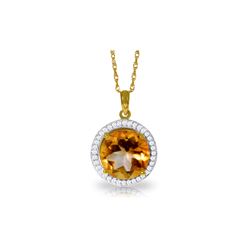 Genuine 6.2 ctw Citrine & Diamond Necklace 14KT Yellow Gold - REF-70P6H