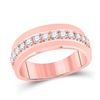 Image 1 : 3/4 CTW Mens Round Diamond Wedding Single Row Band Ring 14kt Rose Gold - REF-102Y3N