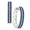 Image 1 : 1/2 CTW Womens Round Blue Color Enhanced Diamond Hoop Earrings 10kt White Gold - REF-47H6R