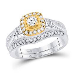 1/2 CTW Round Diamond Bridal Wedding Ring 10kt Two-tone Gold - REF-54M5F