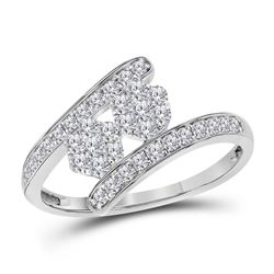 1/2 CTW Round Diamond Cluster Bridal Wedding Engagement Ring 14kt White Gold - REF-40V8Y