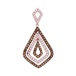 1/2 CTW Womens Round Brown Diamond Fashion Pendant 10kt Rose Gold - REF-31N4A
