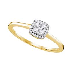 1/5 CTW Womens Round Diamond Square Cluster Ring 10kt Yellow Gold - REF-22F5W