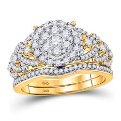 1 CTW Round Diamond Bridal Wedding Ring 14kt Yellow Gold - REF-133H5R