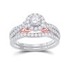 Image 1 : 1 CTW Round Diamond Bridal Wedding Ring 14kt Two-tone Gold - REF-136M4F