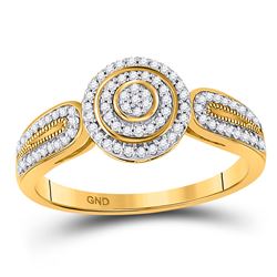 1/5 CTW Round Diamond Cluster Bridal Wedding Engagement Ring 10kt Yellow Gold - REF-23Y3N