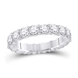 3 CTW Womens Round Diamond Eternity Wedding Band Ring 14kt White Gold - REF-409H3R
