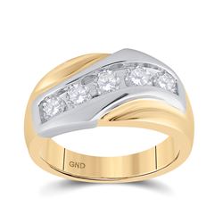 1 CTW Mens Round Diamond 5-Stone Band Ring 14kt Yellow Gold - REF-172V5Y