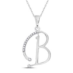 1/12 CTW Womens Round Diamond B Initial Letter Pendant 10kt White Gold - REF-11V6Y