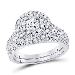 1 CTW Round Diamond Bridal Wedding Ring 14kt White Gold - REF-139Y8N