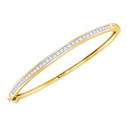 2 CTW Womens Princess Diamond Bangle Bracelet 14kt Yellow Gold - REF-218A2M