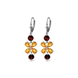 Genuine 5.32 ctw Citrine & Garnet Earrings 14KT White Gold - REF-50Y3F