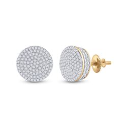 1/3 CTW Womens Round Diamond Circle Cluster Earrings 10kt Yellow Gold - REF-34V3Y