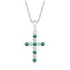 Image 1 : 1/3 CTW Womens Round Lab-Created Emerald Cross Pendant 10kt White Gold - REF-17T6V