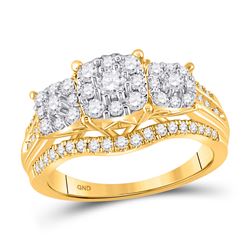 1 CTW Womens Round Diamond Cluster 3-stone Ring 10kt Yellow Gold - REF-92V3Y