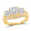 Image 1 : 1 CTW Womens Round Diamond Cluster 3-stone Ring 10kt Yellow Gold - REF-92V3Y