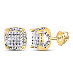 1/2 CTW Womens Round Diamond Square Earrings 10kt Yellow Gold - REF-24H5R