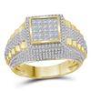 Image 1 : 1 & 1/3 CTW Mens Round Diamond Square Cluster Ring 10kt Yellow Gold - REF-122W6H