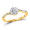 Image 1 : 1/6 CTW Womens Round Diamond Cluster Ring 10kt Yellow Gold - REF-15T2V
