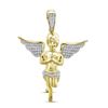 Image 1 : 1/4 CTW Mens Round Diamond Angel Charm Pendant 10kt Yellow Gold - REF-68R2X