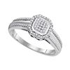 Image 1 : 1/10 CTW Round Diamond Square Cluster Bridal Wedding Engagement Ring 10kt White Gold - REF-21W8H
